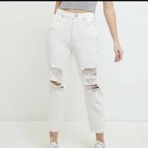 PacSun straight high rise distressed jeans off white size 28 oos